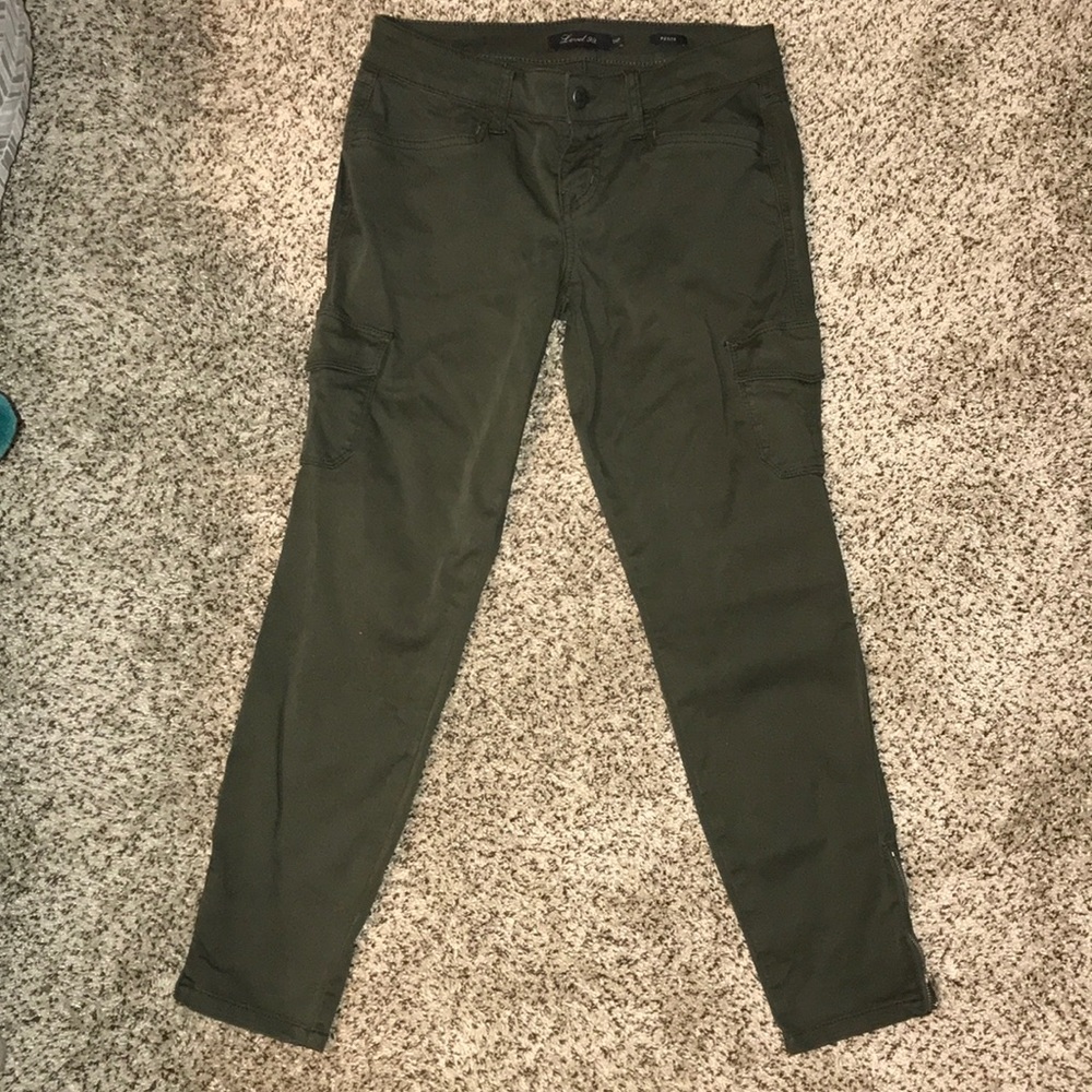 Army green skinny cargo pants